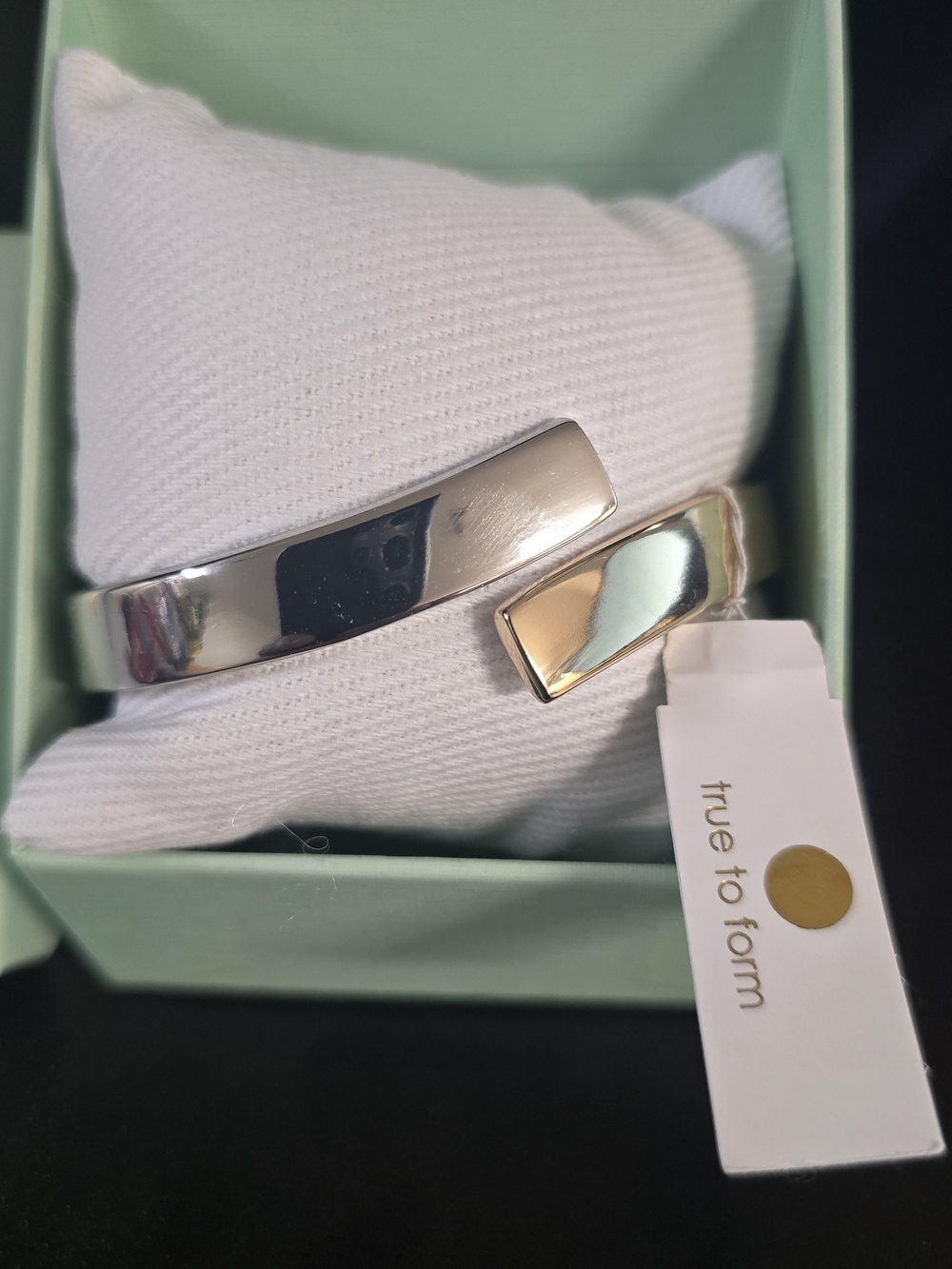 True to Form Two-Tone Open Cuff Bracelet — Silver & Gold